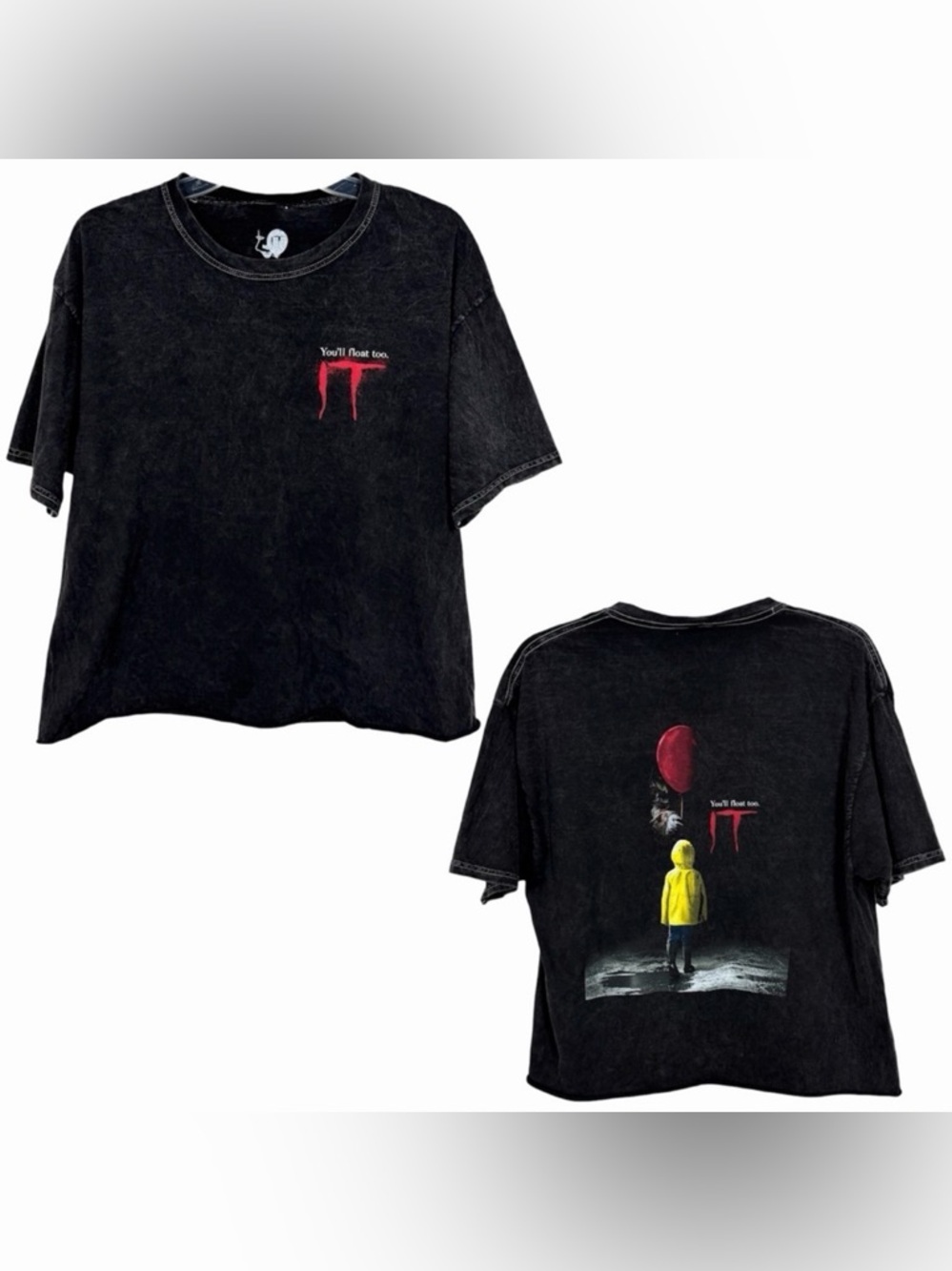3/$20 💥 Pennywise IT You’ll Float Too Black Graphic Cut Off T-Shirt Short Sleeve